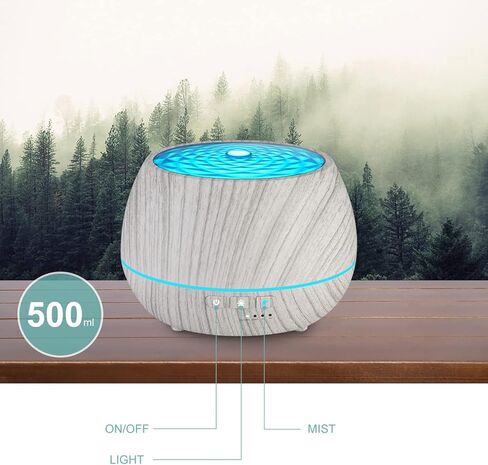 Aroma diffusers for Essential Oil Large Room,500ML Essential Oils Aromatherapy Diffuser Cool Mist humidifier with Ambient Light & 4 Timer,Waterless Auto Off Diffuser Vaporizers for Home Kids in Kuwait