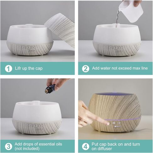 Aroma diffusers for Essential Oil Large Room,500ML Essential Oils Aromatherapy Diffuser Cool Mist humidifier with Ambient Light & 4 Timer,Waterless Auto Off Diffuser Vaporizers for Home Kids in Kuwait