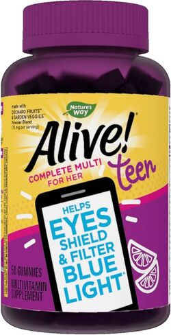 Nature’s Way Alive! Teen Gummy Multivitamin for Her, Helps Eyes Filters Blue Light*, Citrus Burst Flavor in Kuwait