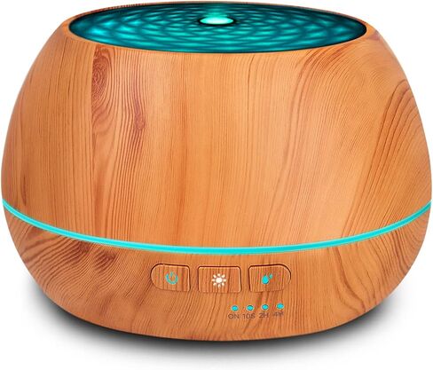 Aromatherapy Essential Oil Diffuser 500ml 12 Hours Wood Grain Aroma Diffuser with Timer Cool Mist Humidifier for Large Room, Home, Baby Bedroom, Waterless Auto Shut-Off (Yellow) in Kuwait