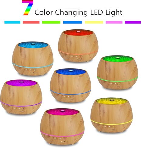 Aromatherapy Essential Oil Diffuser 500ml 12 Hours Wood Grain Aroma Diffuser with Timer Cool Mist Humidifier for Large Room, Home, Baby Bedroom, Waterless Auto Shut-Off (Yellow) in Kuwait