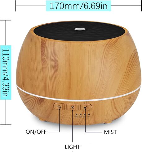 Aromatherapy Essential Oil Diffuser 500ml 12 Hours Wood Grain Aroma Diffuser with Timer Cool Mist Humidifier for Large Room, Home, Baby Bedroom, Waterless Auto Shut-Off (Yellow) in Kuwait