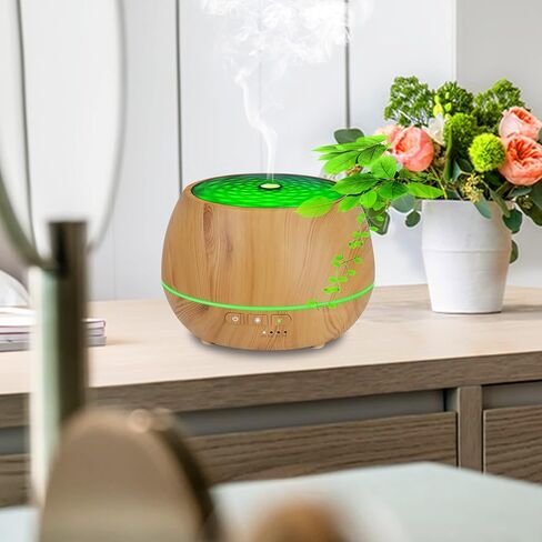 Aromatherapy Essential Oil Diffuser 500ml 12 Hours Wood Grain Aroma Diffuser with Timer Cool Mist Humidifier for Large Room, Home, Baby Bedroom, Waterless Auto Shut-Off (Yellow) in Kuwait