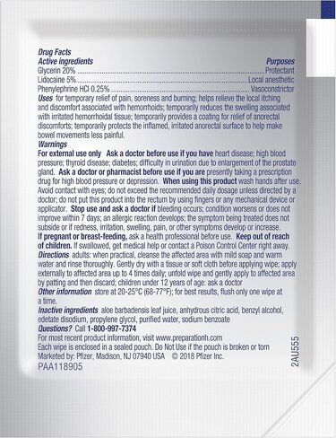 بريبريشن اتش مناديل مبللة للبواسير بالليدوكائين لتخفيف التورم والالم والحرق والحكة من رابيد ريليف - 20 قطعة in Kuwait