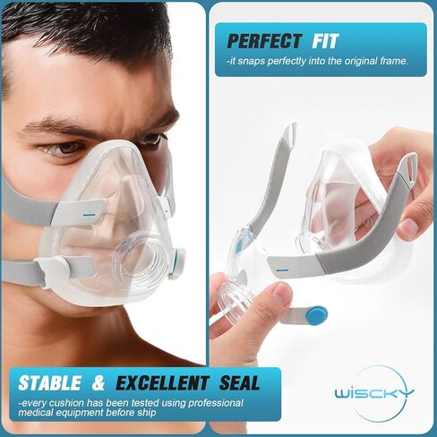 وسادة بديلة لقناع ResMed Airfit F20 CPAP - ختم موثوق به وملاءمة مثالية لقناع CPAP لكامل الوجه - لوازم استبدال ملحقات CPAP (متوسطة) in Kuwait