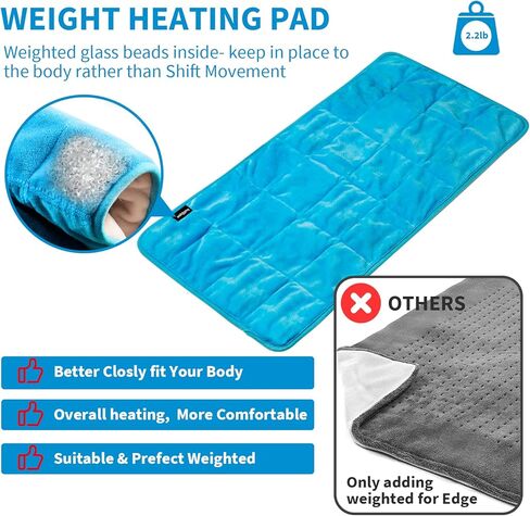 وسادة تسخين WellSync لتخفيف آلام الظهر والرقبة والكتف والتشنجات، وسادة تسخين كهربائية بوزن 30.48 سم × 60.96 سم مع إيقاف تلقائي، 8 إعدادات للتدفئة، 6 إعدادات للمؤقت in Kuwait