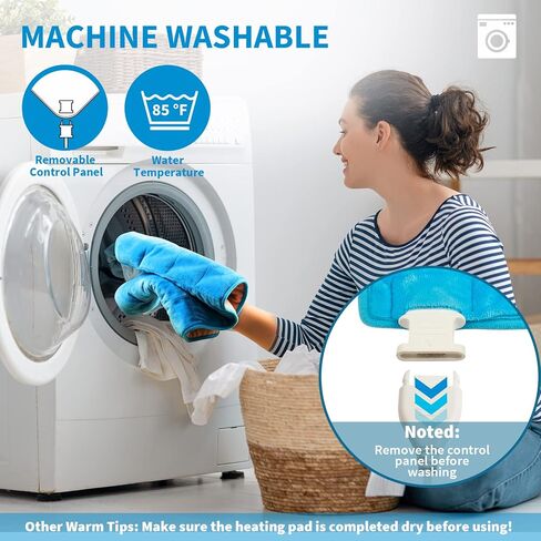 وسادة تسخين WellSync لتخفيف آلام الظهر والرقبة والكتف والتشنجات، وسادة تسخين كهربائية بوزن 30.48 سم × 60.96 سم مع إيقاف تلقائي، 8 إعدادات للتدفئة، 6 إعدادات للمؤقت in Kuwait