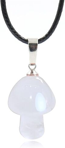 Dreuyet Mushroom Crystal Necklace Mushroom Pendant Necklace Natural Stone Crystal Pendant Necklace for Women Girls Christmas Valentine in Kuwait