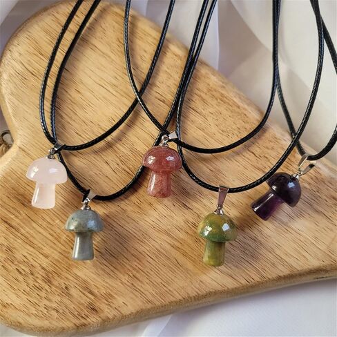 Dreuyet Mushroom Crystal Necklace Mushroom Pendant Necklace Natural Stone Crystal Pendant Necklace for Women Girls Christmas Valentine in Kuwait