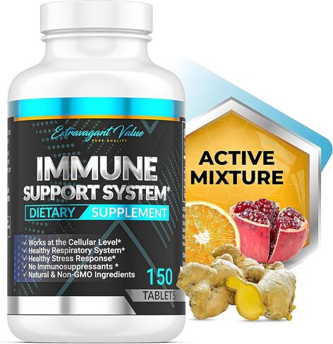 Extravagant Value Iron Supplement for Women & Men 25mg for Anemia with Vitamin C 1000mg, Immune Support & Blood Builder Iron Tablets with Ginger Root Powder with Non- GMO Ingredients, 150 Tablets in Saudi Arabia