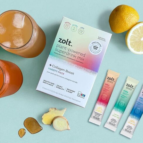 زولت مزيج المشروبات الفائقة المعزز بالنباتات + مجموعة متنوعة من الكولاجين المعزز، نكهات متنوعة، 10 عبوات in Kuwait