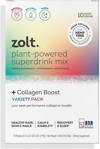 زولت مزيج المشروبات الفائقة المعزز بالنباتات + مجموعة متنوعة من الكولاجين المعزز، نكهات متنوعة، 10 عبوات in Kuwait