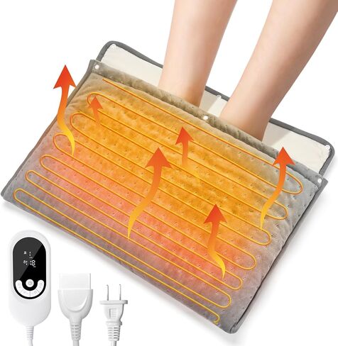 جهاز تدفئة القدمين الكهربائي من فونسو، وسادة تسخين سريعة 2 في 1 لتخفيف آلام القدمين والظهر واليد، كبيرة جدًا للرقبة والكتف، إيقاف تلقائي، 6 مستويات حرارة وإعدادات مؤقت قابلة للغسل in Kuwait