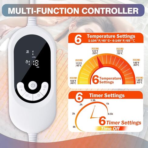 جهاز تدفئة القدمين الكهربائي من فونسو، وسادة تسخين سريعة 2 في 1 لتخفيف آلام القدمين والظهر واليد، كبيرة جدًا للرقبة والكتف، إيقاف تلقائي، 6 مستويات حرارة وإعدادات مؤقت قابلة للغسل in Kuwait
