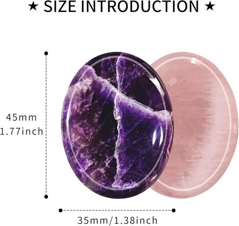 Set of 2pcs Worry Stone for Anxiety Pocket Thumb Palm Gemstone Natural Chakra Reiki Healing Crystals for Energy Yoga (Amethyst and Rose Quartz) in Kuwait