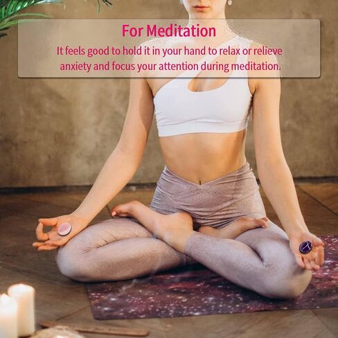 Set of 2pcs Worry Stone for Anxiety Pocket Thumb Palm Gemstone Natural Chakra Reiki Healing Crystals for Energy Yoga (Amethyst and Rose Quartz) in Kuwait