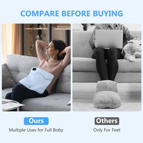 Electric Heated Foot Warmer, USB Rechargeable Feet Warmers with Three Temperature Design, Heat Pads for Men and Women, Washable Fast Heat Use for Feet Back Waist Abdomen (15.4x15.4in) in Kuwait