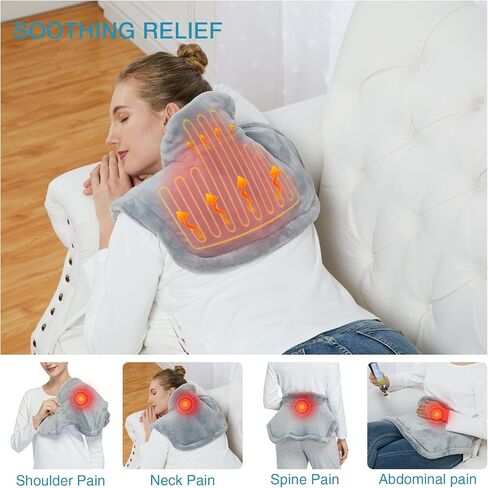 وسادة تدفئة لتخفيف آلام الرقبة والكتف، وسادة تدفئة كهربائية للرقبة لتخفيف آلام الرقبة والتشنجات، وسادات تدفئة الكتف مع 4 إعدادات للحرارة، إيقاف تلقائي لمدة ساعتين، 22 بوصة × 19 بوصة، رمادي قابل للغسل في الغسالة in Kuwait