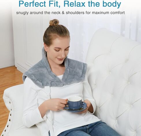 وسادة تدفئة لتخفيف آلام الرقبة والكتف، وسادة تدفئة كهربائية للرقبة لتخفيف آلام الرقبة والتشنجات، وسادات تدفئة الكتف مع 4 إعدادات للحرارة، إيقاف تلقائي لمدة ساعتين، 22 بوصة × 19 بوصة، رمادي قابل للغسل في الغسالة in Kuwait