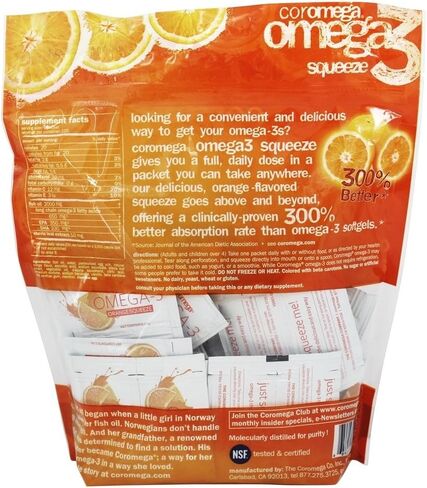 Coromega - Omega-3 Squeeze Orange - 120 Packet(s) in Kuwait