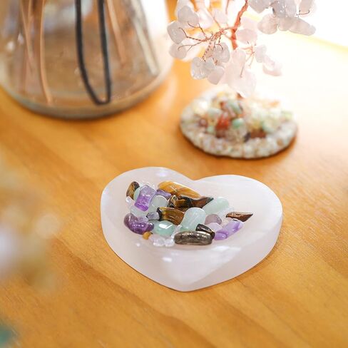 Halukakah Selenite Bowl from Moroccan - Portable Heart-Shaped Mini Plate 2.4"(6cm) for Charging and Cleansing Crystals & Healing Stones on the Go in Saudi Arabia