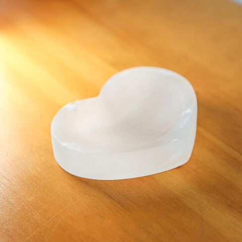 Halukakah Selenite Bowl from Moroccan - Portable Heart-Shaped Mini Plate 2.4"(6cm) for Charging and Cleansing Crystals & Healing Stones on the Go in Saudi Arabia