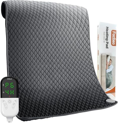 وسادة تسخين، وسادة حرارية كهربائية مقاس 81.28 سم × 60.96 سم للظهر والرقبة وآلام الكتف، تسخين سريع 6 مستويات لدرجة الحرارة، 4 أوضاع مؤقت، إيقاف تلقائي، فائقة النعومة وقابلة للغسل في الغسالة (K9004-13A*) in Kuwait