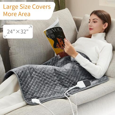 وسادة تسخين، وسادة حرارية كهربائية مقاس 81.28 سم × 60.96 سم للظهر والرقبة وآلام الكتف، تسخين سريع 6 مستويات لدرجة الحرارة، 4 أوضاع مؤقت، إيقاف تلقائي، فائقة النعومة وقابلة للغسل في الغسالة (K9004-13A*) in Kuwait