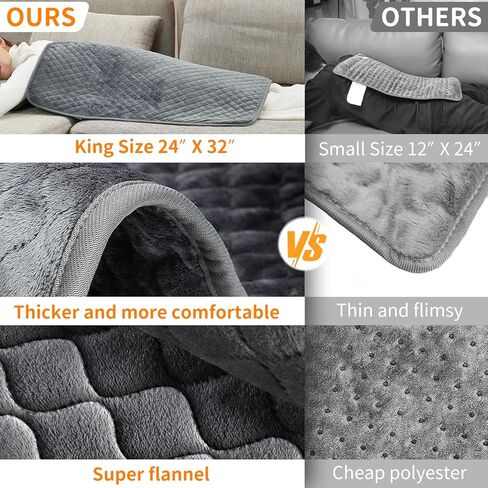 وسادة تسخين، وسادة حرارية كهربائية مقاس 81.28 سم × 60.96 سم للظهر والرقبة وآلام الكتف، تسخين سريع 6 مستويات لدرجة الحرارة، 4 أوضاع مؤقت، إيقاف تلقائي، فائقة النعومة وقابلة للغسل في الغسالة (K9004-13A*) in Kuwait