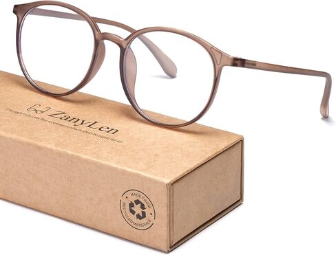 Blue Light Glasses, Women and Men Computer Glasses, Anti-Glare/Anti-UV/Relieve Eye Strain/Minimize Headache/Improve Night Sleep, Lightweight TR90 Round Black Eyeglasses in Kuwait