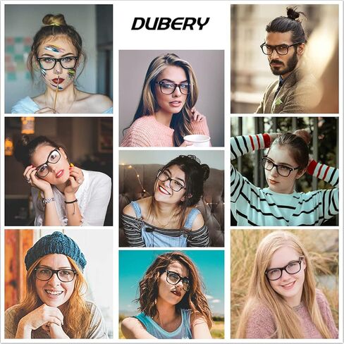 نظارات DUBERY 2Pack لحجب الضوء الأزرق، نظارات ألعاب القراءة الكلاسيكية ذات الفلتر المربع الكلاسيكي Blue Ray Nerd بدون وصفة طبية D2394 in Kuwait
