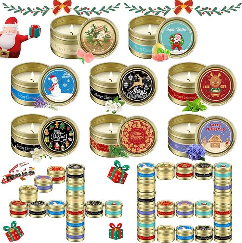 MTLEE 48 Pcs Christmas Scented Candles Bulk Gift Set Candles for Home Mini Scented Aromatherapy Candles Gifts for Women Soy Wax Candles Gift for Relaxation Spa Bath Mom Friend Christmas Party Gifts in Saudi Arabia