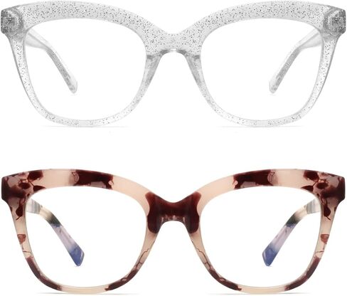 نظارات هوكون كبيرة الحجم بتصميم عين القطة باللون الأزرق الفاتح للنساء، نظارات عصرية بدون وصفة طبية، إطارات وهمية للكمبيوتر مضادة للوهج in Kuwait