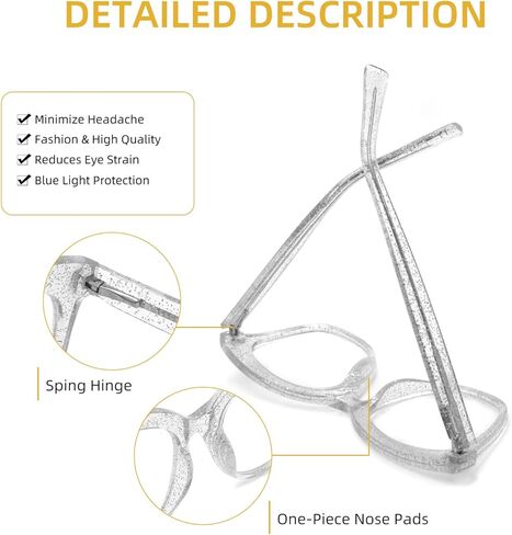 نظارات هوكون كبيرة الحجم بتصميم عين القطة باللون الأزرق الفاتح للنساء، نظارات عصرية بدون وصفة طبية، إطارات وهمية للكمبيوتر مضادة للوهج in Kuwait