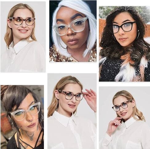 نظارات هوكون كبيرة الحجم بتصميم عين القطة باللون الأزرق الفاتح للنساء، نظارات عصرية بدون وصفة طبية، إطارات وهمية للكمبيوتر مضادة للوهج in Kuwait