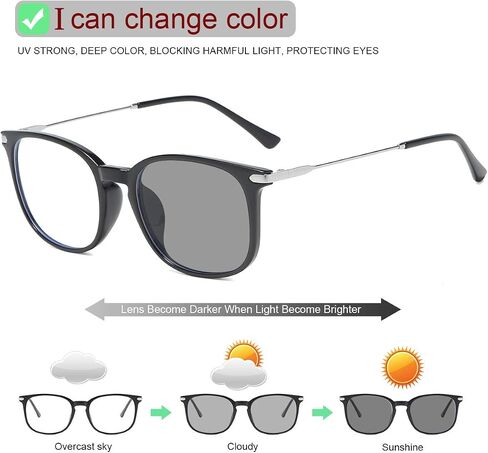 MIRYEA Blue Light Blocking Computer Reading Glasses Photochromic Anti Glare Sunglasses in Kuwait