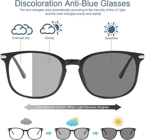 MIRYEA Blue Light Blocking Computer Reading Glasses Photochromic Anti Glare Sunglasses in Kuwait