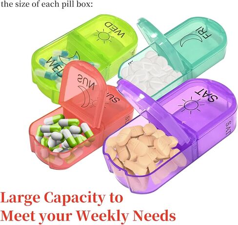 منظم حبوب منع الحمل الأسبوعي من ستارفا لاب مع علبة حبوب الدواء مرتين في اليوم، 7 أيام صباحًا/مساءًا، علبة حبوب منع الحمل المحمولة للسفر مع حقيبة تخزين لحمل الفيتامينات والمكملات الغذائية والأدوية وزيوت السمك (أحمر) in Kuwait