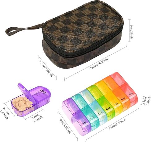 منظم حبوب منع الحمل الأسبوعي من ستارفا لاب مع علبة حبوب الدواء مرتين في اليوم، 7 أيام صباحًا/مساءًا، علبة حبوب منع الحمل المحمولة للسفر مع حقيبة تخزين لحمل الفيتامينات والمكملات الغذائية والأدوية وزيوت السمك (أحمر) in Kuwait