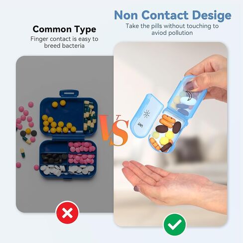 منظم حبوب الدواء 3 مرات في اليوم، صندوق حبوب كبير 7 أيام، منظم صندوق حبوب الدواء الأسبوعي، صندوق حبوب محمول، قابل للإزالة بشكل فردي، يحمل الفيتامينات وزيت كبد سمك القد، سهل الفتح in Kuwait