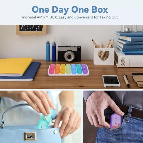 منظم حبوب الدواء 3 مرات في اليوم، صندوق حبوب كبير 7 أيام، منظم صندوق حبوب الدواء الأسبوعي، صندوق حبوب محمول، قابل للإزالة بشكل فردي، يحمل الفيتامينات وزيت كبد سمك القد، سهل الفتح in Kuwait