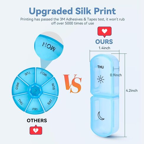 منظم حبوب الدواء 3 مرات في اليوم، صندوق حبوب كبير 7 أيام، منظم صندوق حبوب الدواء الأسبوعي، صندوق حبوب محمول، قابل للإزالة بشكل فردي، يحمل الفيتامينات وزيت كبد سمك القد، سهل الفتح in Kuwait