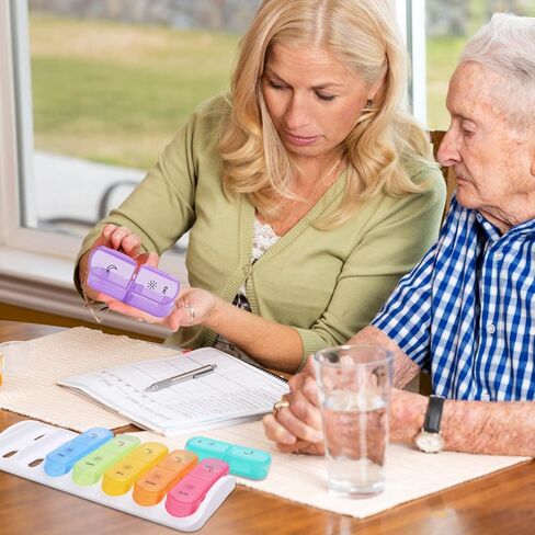 منظم حبوب الدواء 3 مرات في اليوم، صندوق حبوب كبير 7 أيام، منظم صندوق حبوب الدواء الأسبوعي، صندوق حبوب محمول، قابل للإزالة بشكل فردي، يحمل الفيتامينات وزيت كبد سمك القد، سهل الفتح in Kuwait