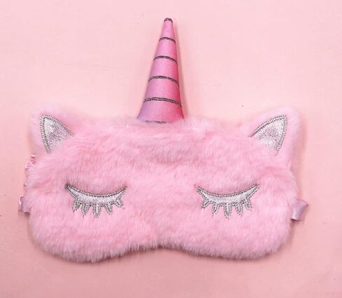 قناع العيون للنوم يونيكورن من شونيبا، قناع للعين لطيف وناعم من القطيفة - قناع عيون للنوم جميل للطفل يونيكورن مع حزام قابل للتعديل للفتيات أو الأولاد - عبوتان - ملون ووردي in Kuwait