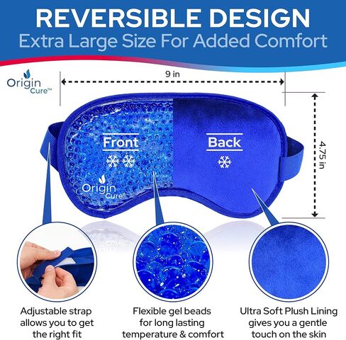 Gel Eye Mask Reusable Cold Eye Mask, Eye Ice Pack Eye Mask, Cold Compress, Cooling Eye Mask for Puffy Eyes, Allergies, Sinuses, Dark Circles, Stress Relief, Migraine, Eye Surgery (Blue) in Saudi Arabia