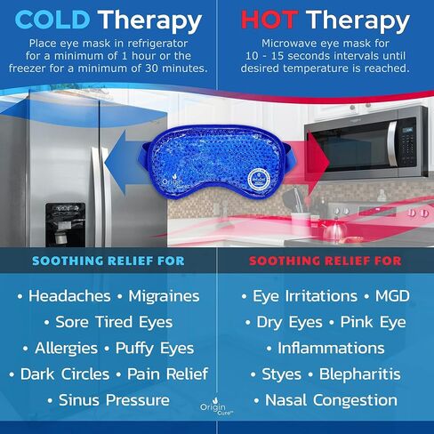 Gel Eye Mask Reusable Cold Eye Mask, Eye Ice Pack Eye Mask, Cold Compress, Cooling Eye Mask for Puffy Eyes, Allergies, Sinuses, Dark Circles, Stress Relief, Migraine, Eye Surgery (Blue) in Saudi Arabia