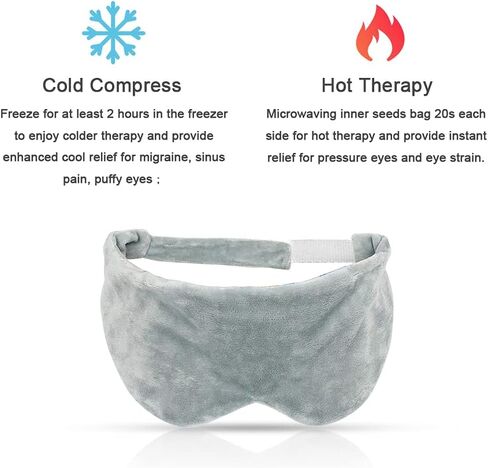 قناع نوم عيون موزون حجم عالمي، وسادة عيون للنوم قابلة للتعديل مع حقيبة بذور علاج ساخن بارد للصداع النصفي، وجفاف العينين، ألم الجيوب الأنفية، عبوة قابلة للإزالة وقابلة للتسخين والتجمد لتخفيف الإجهاد in Kuwait