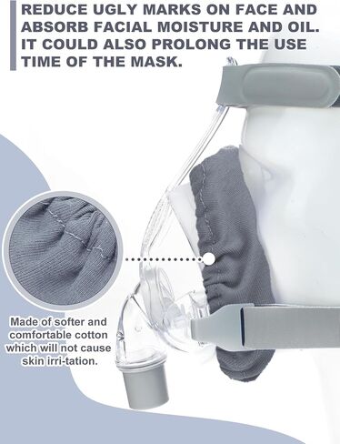 Sosation 30 Pcs Mask Liners Full Face Cotton Reusable Cushion Covers Washable Soft Covers Reduces Air Leaks and Blisters Compatible with Most Types of Full Face Masks in Saudi Arabia