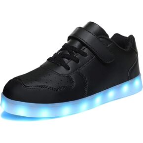 أحذية رياضية Wooowyet Kids LED للأولاد مزودة بخطاف وحلقة أحذية منخفضة الإضاءة LED للفتيات قابلة لإعادة الشحن عبر USB