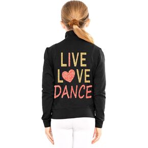 Stretch is Comfort Glitter | Live Love Dance | Mock Neck Jacket | Youth Sizes 4-16